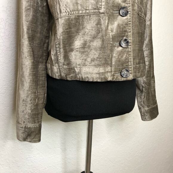 Cabi Sunday Topper platinum velvet velour button front jacket size Small #3377 - Picture 4 of 16